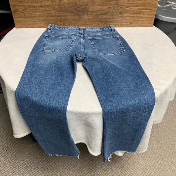 Topshop 30 waist straight heavyweight jeans medium wash factory distressing - Picture 9 of 9